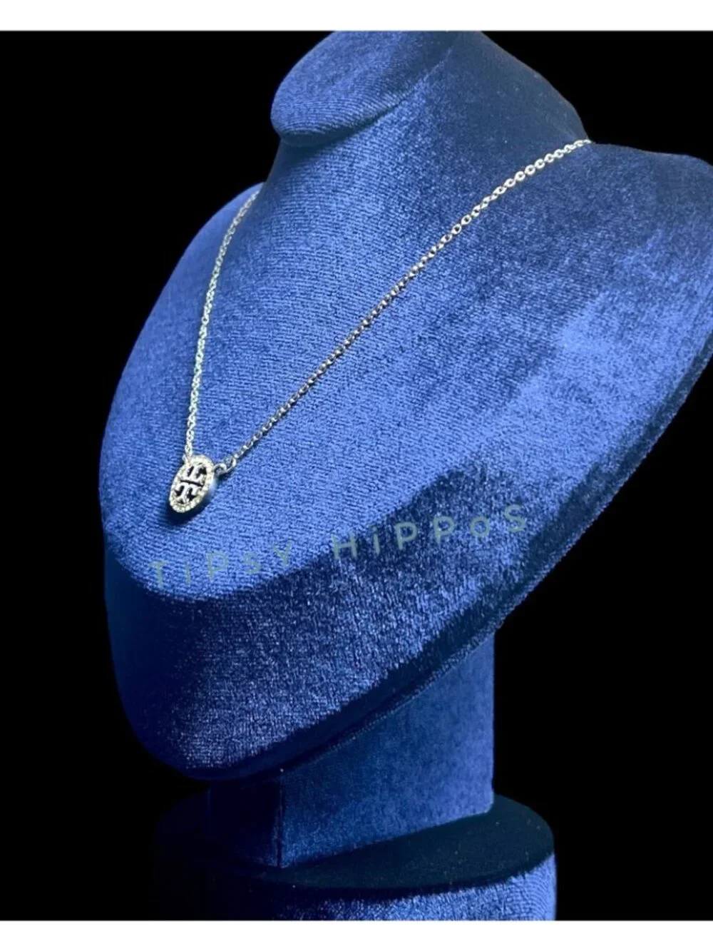 NEW!  Beautiful Tory Burch Silver Miller Crystal Pave Necklace